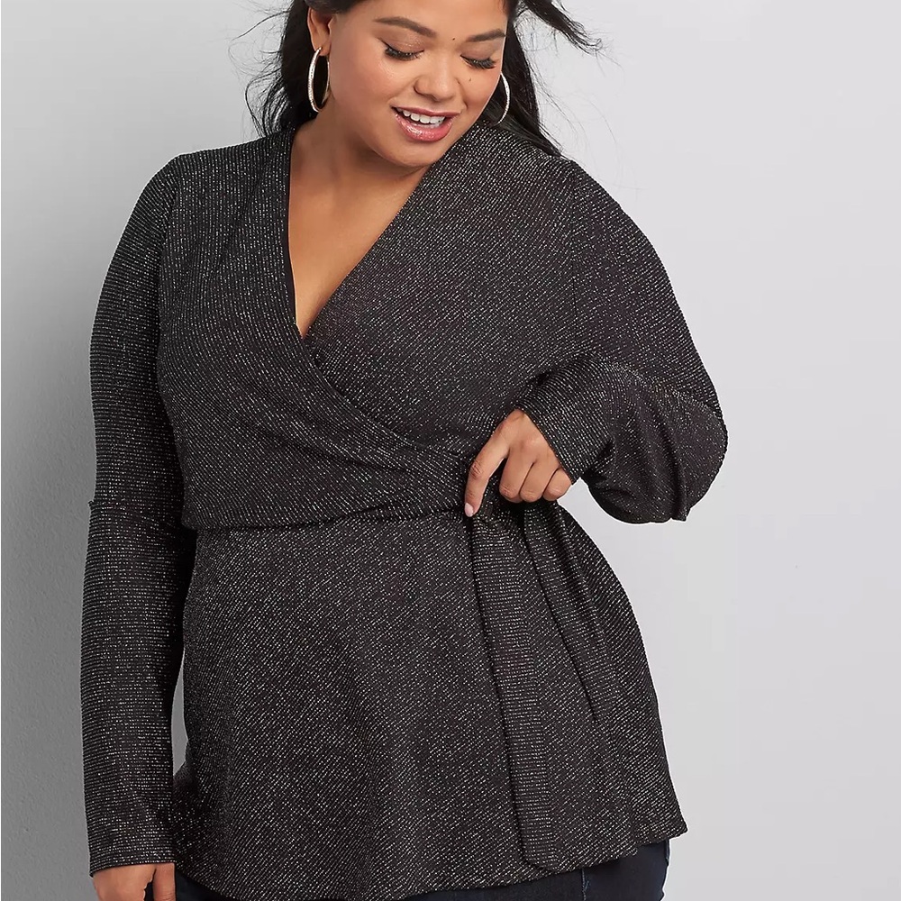 Lane Bryant | Women’s Black Shimmer Wrap Top Size 18W